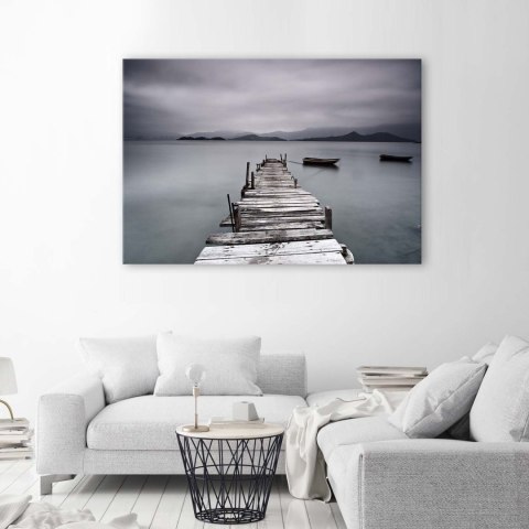 Obraz na płótnie, Pomost jezioro krajobraz - 90x60