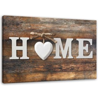 Obraz na płótnie, Napis Home Serce Drewno Vintage - 60x40