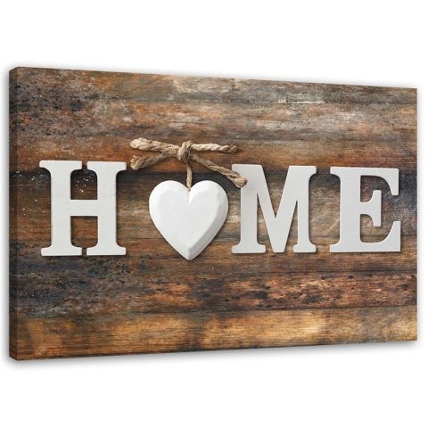 Obraz na płótnie, Napis Home Serce Drewno Vintage - 60x40