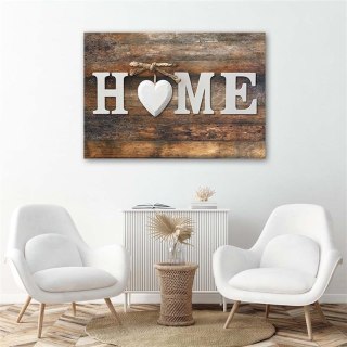 Obraz na płótnie, Napis Home Serce Drewno Vintage - 60x40