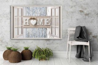 Obraz na płótnie, Okno Napis Home Serce shabby chic - 90x60