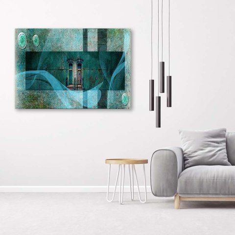 Obraz na płótnie, Okno, architektura, turkusowy - 120x80
