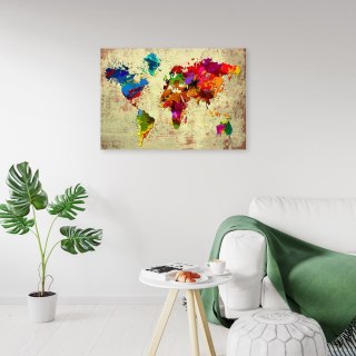 Obraz na płótnie, Mapa świata w kolorze - 100x70