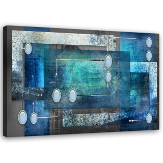 Obraz na płótnie, Niebieska Abstrakcja 3D - 90x60