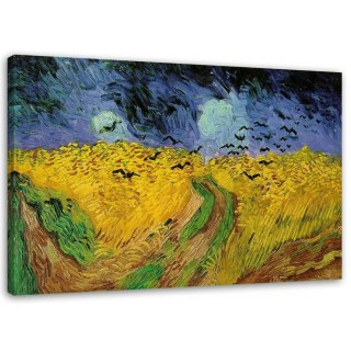 Obraz na płótnie, Pole pszenicy z krukami - V. van Gogh reprodukcja - 60x40