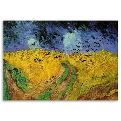 Obraz na płótnie, Pole pszenicy z krukami - V. van Gogh reprodukcja - 60x40
