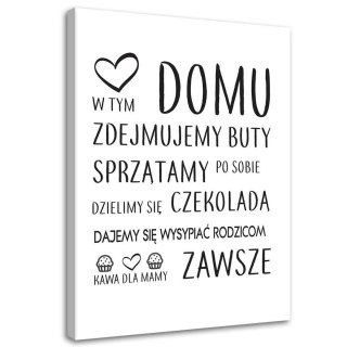 Obraz na płótnie, W tym domu, typograficzny - 40x60