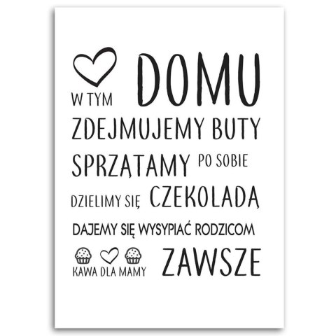 Obraz na płótnie, W tym domu, typograficzny - 70x100