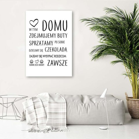 Obraz na płótnie, W tym domu, typograficzny - 80x120