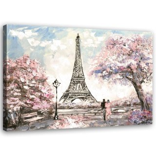 Obraz na płótnie, Wieża Eiffla Paryż różowy - 90x60