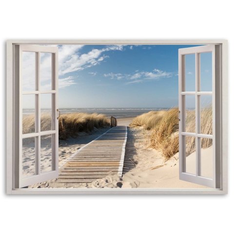 Obraz na płótnie, Okno kładka na plażę - 120x80