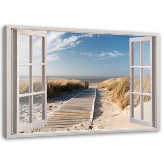 Obraz na płótnie, Okno kładka na plażę - 60x40