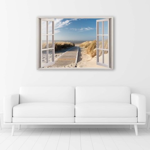 Obraz na płótnie, Okno kładka na plażę - 60x40