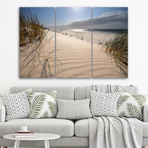 Obraz trzyczęściowy na płótnie, Wydmy na plaży - 90x60