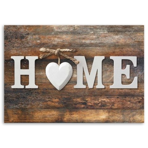 Obraz na płótnie, Napis Home z sercem na starej desce - 100x70