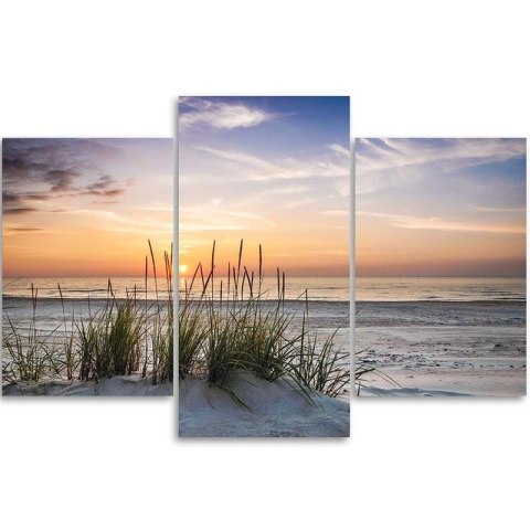 Obraz trzyczęściowy na płótnie, Plaża o zachodzie słońca - 150x100