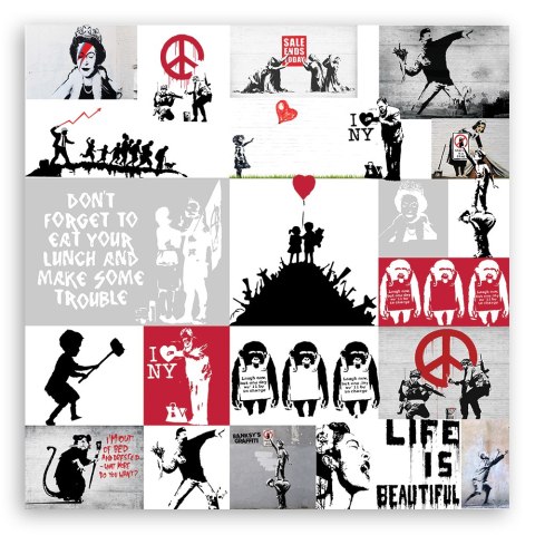 Obraz, Banksy street art graffiti kolaż - 50x50