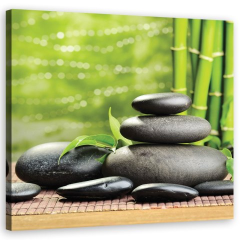 Obraz na płótnie, Kamienie liście zen spa - 60x60