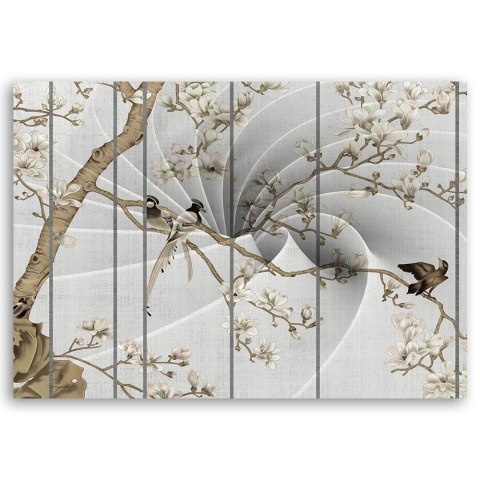 Obraz na płótnie, Ptaki na drzewie magnolii - 120x80