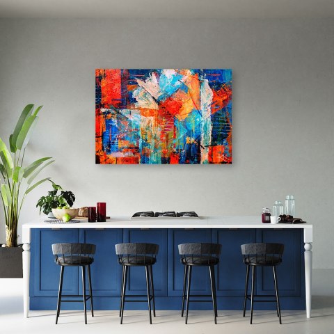 Obraz, Pomarańczowa abstrakcja ręcznie malowana - 120x80