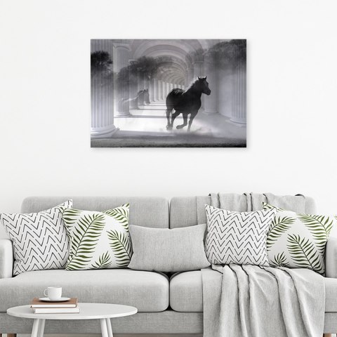 Obraz na płótnie, Biegnący koń 3D - 90x60
