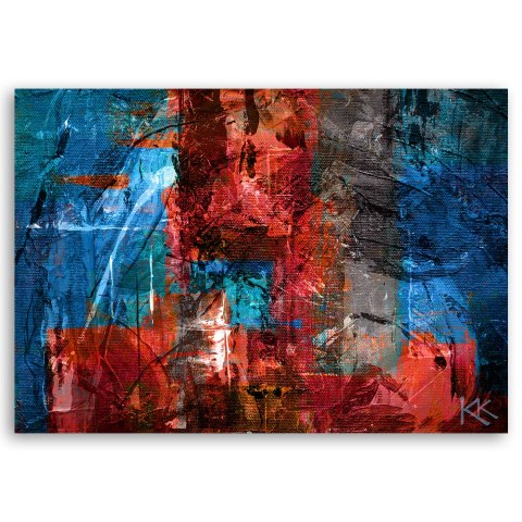 Obraz na płótnie, Czerwona abstrakcja ręcznie malowana - 100x70