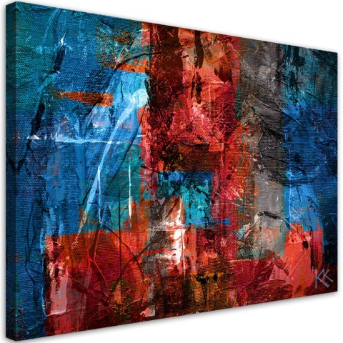 Obraz na płótnie, Czerwona abstrakcja ręcznie malowana - 90x60