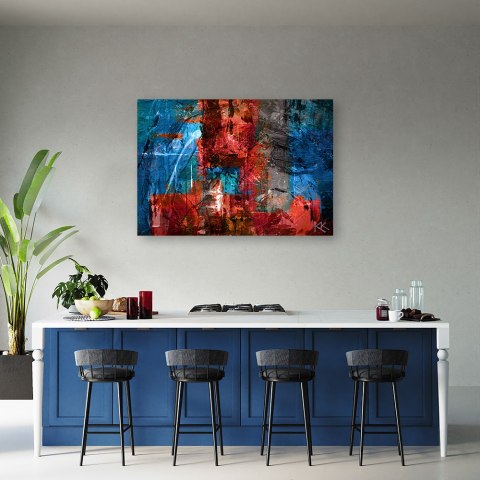 Obraz na płótnie, Czerwona abstrakcja ręcznie malowana - 90x60