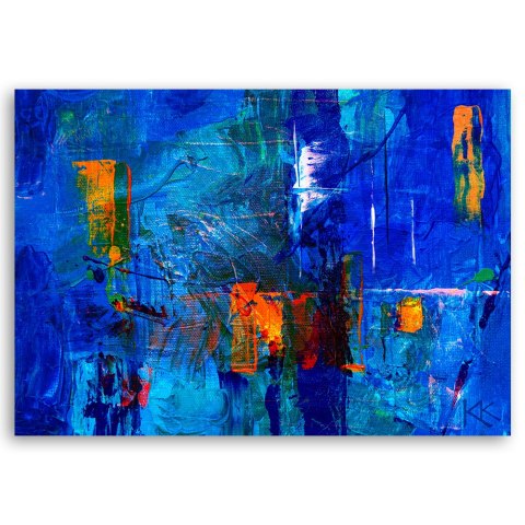Obraz na płótnie, Niebieska abstrakcja ręcznie malowana - 60x40