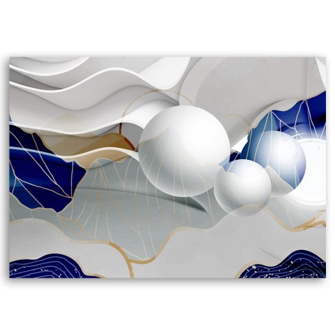 Obraz na płótnie, Niebieska abstrakcja z kulami 3D - 60x40