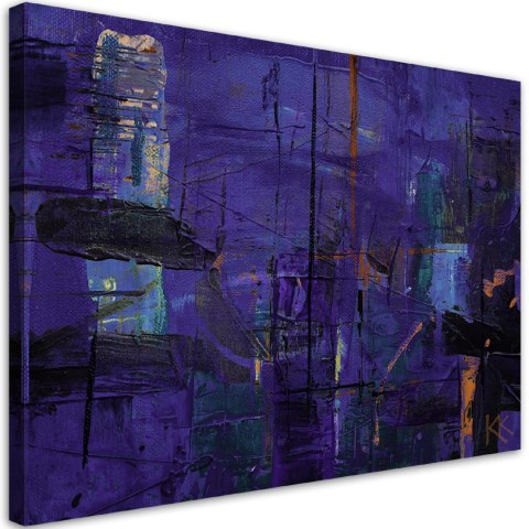 Obraz na płótnie, Fioletowa abstrakcja ręcznie malowana - 90x60