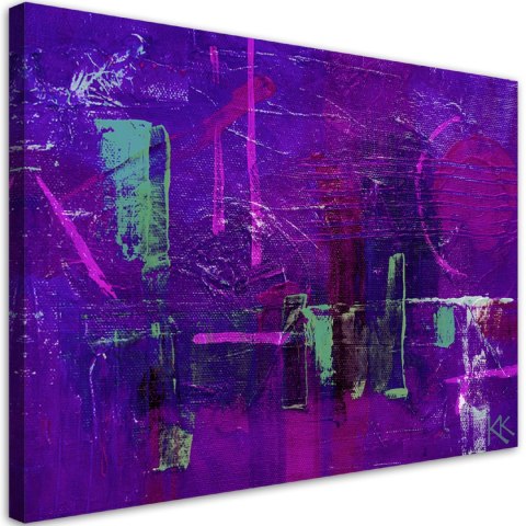 Obraz na płótnie, Fioletowa abstrakcja ręcznie malowana - 90x60