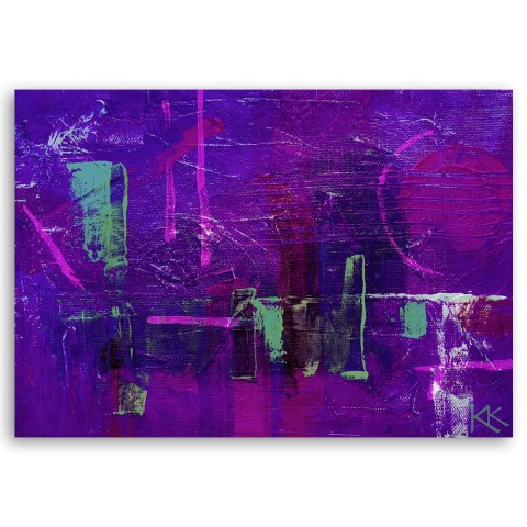 Obraz na płótnie, Fioletowa abstrakcja ręcznie malowana - 90x60