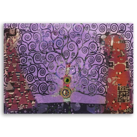 Obraz na płótnie, Fioletowe drzewo życia abstrakcja Gustav Klimt - 60x40