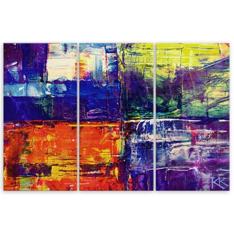 Obraz tryptyk na płótnie, Kolorowa abstrakcja ręcznie malowana - 60x40