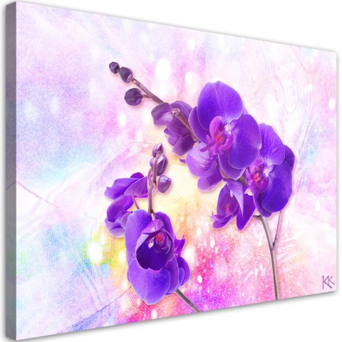 Obraz, Fioletowy kwiat orchidei - 90x60