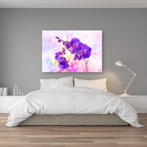 Obraz, Fioletowy kwiat orchidei - 90x60