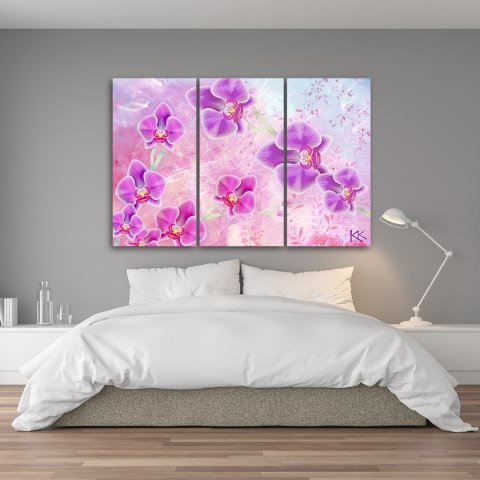Obraz trzyczęściowy na płótnie, Orchidea Kwiaty Abstrakcja - 60x40