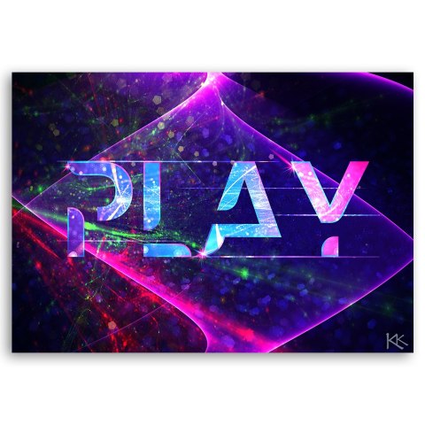 Obraz na płótnie, Napis play abstrakcja - 90x60