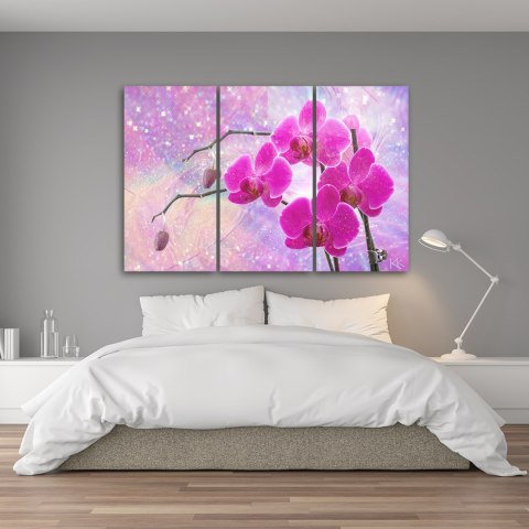 Obraz trzyczęściowy na płótnie, Eteryczna orchidea abstrakcja - 60x40