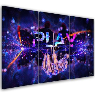Obraz 3 częściowy na płótnie, Neon z napisem Play - 60x40