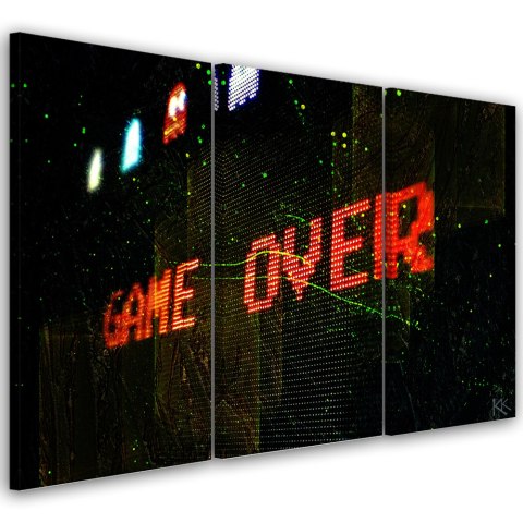 Obraz tryptyk na płótnie, Game Over dla gracza - 150x100