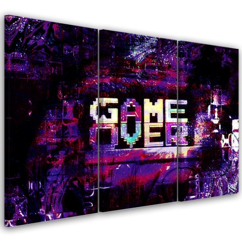 Obraz trzyczęściowy na płótnie, Abstrakcyjny napis Game Over - 120x80