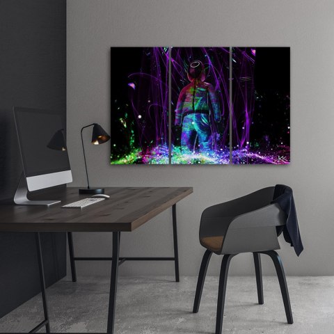 Obraz trzyczęściowy na płótnie, Neon gracz - 120x80