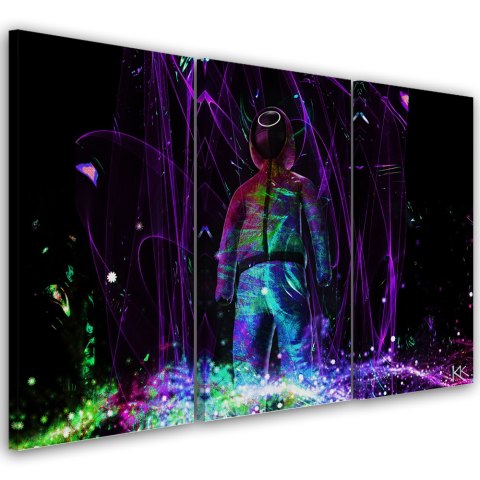 Obraz trzyczęściowy na płótnie, Neon gracz - 60x40