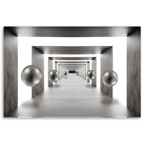 Obraz na płótnie, Tunel srebrne kule 3D - 120x80