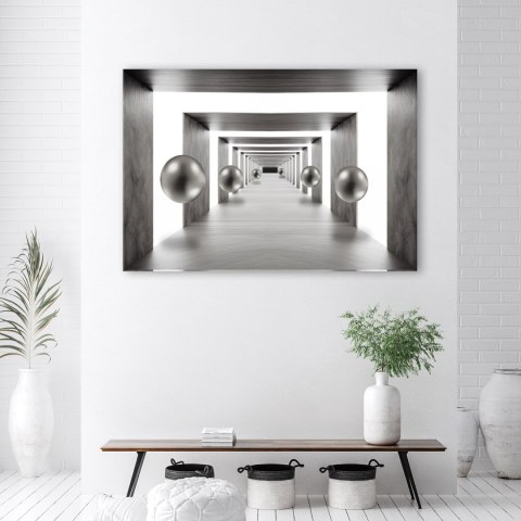 Obraz na płótnie, Tunel srebrne kule 3D - 60x40