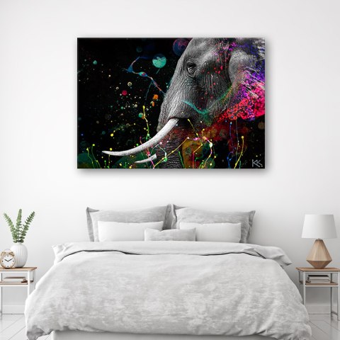Obraz na płótnie, Słoń afrykański abstrakcja - 90x60