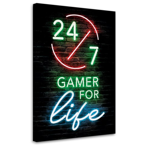 Obraz, Napis Gamer for life - 60x90
