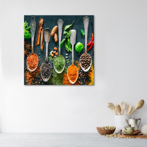 Obraz na płótnie, Zioła przyprawy do kuchni - 30x30